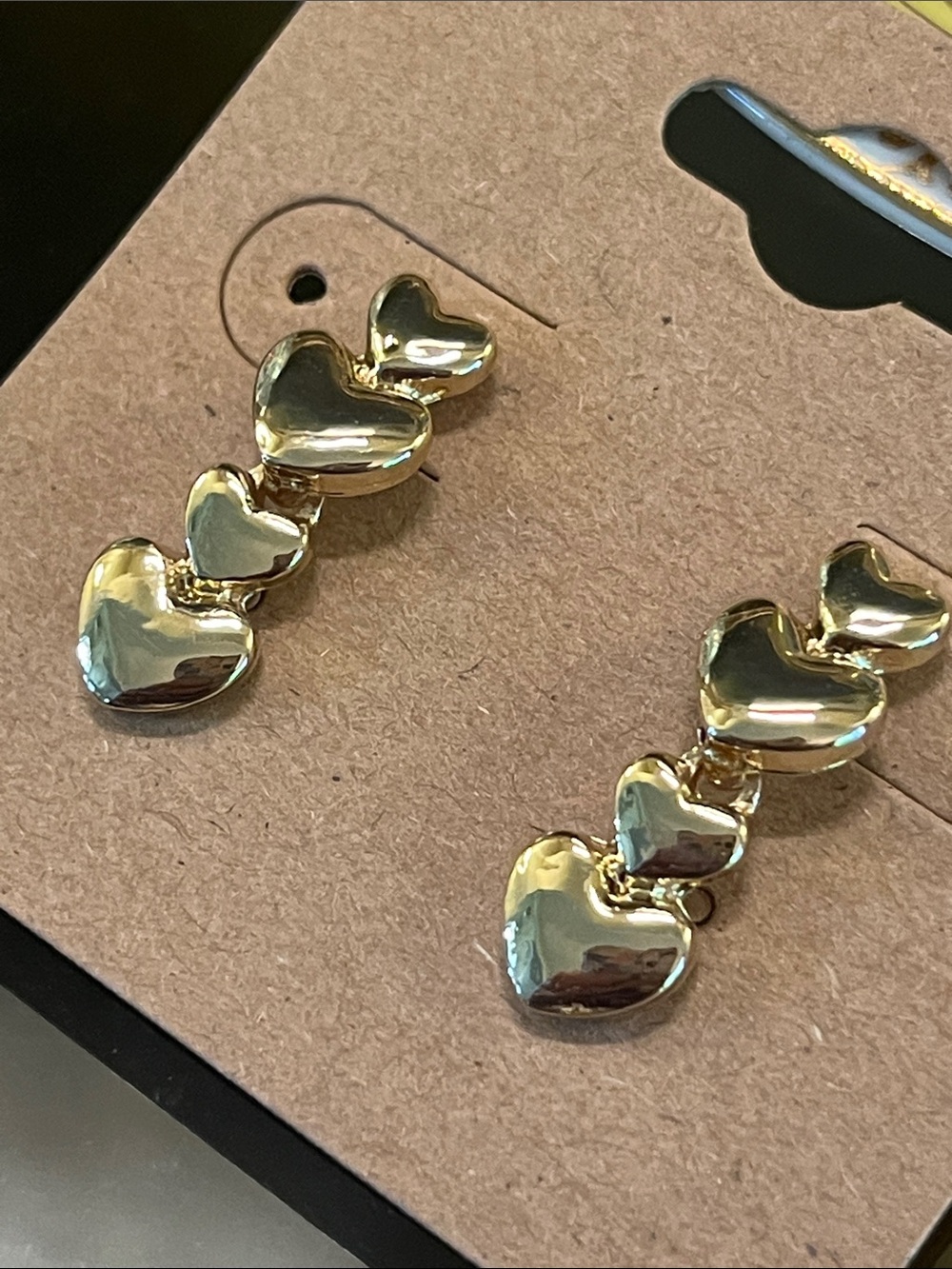 Gold Multiple Heart Drop Earrings